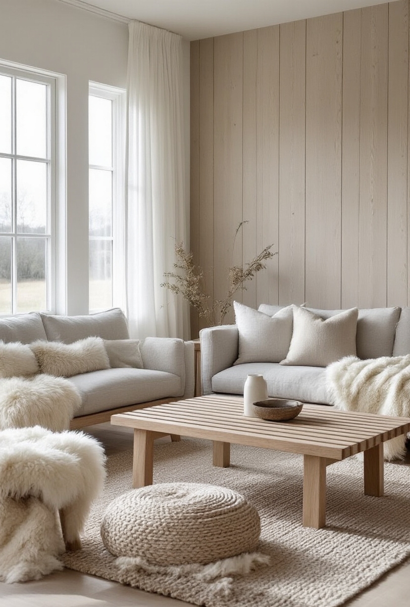 modern farmhouse living room interior - Scandinavian-Inspired Farmhouse Calm - Sunlight brightens this Scandinavian modern farmhouse living room...