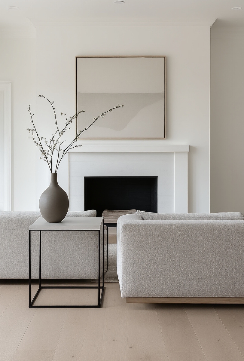 modern farmhouse living room interior - Minimalist Modern Farmhouse Elegance - Clean lines and curated simplicity define this space...