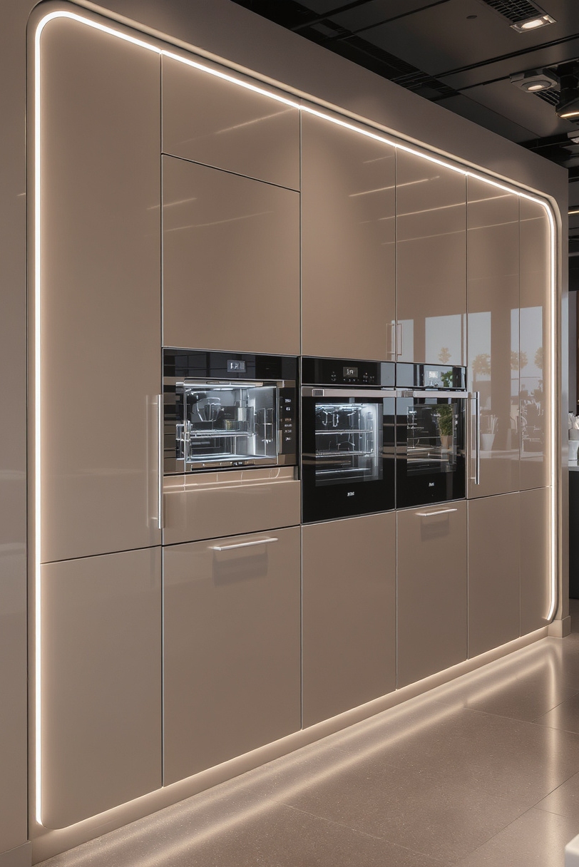 Taupe kitchen cabinets - Innovative Taupe Kitchens with Smart Features - Kitchen with taupe cabinets and LED lighting