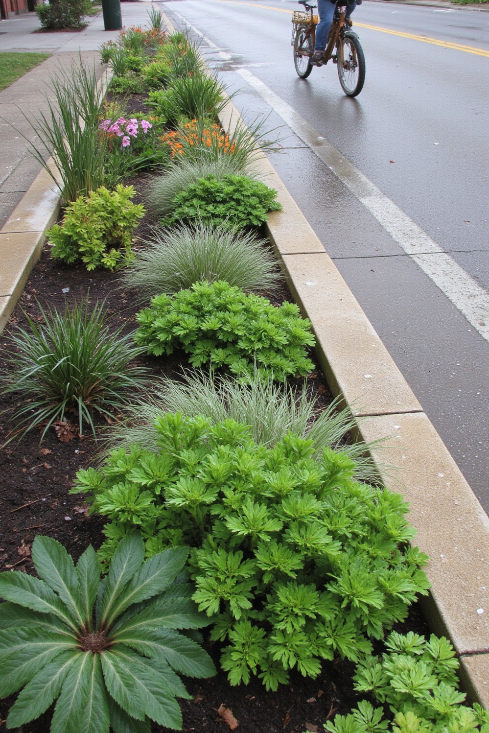 urban garden ideas - Smart Rain Gardens Transform Streets - Rainy days reveal beauty in unexpected places. A...
