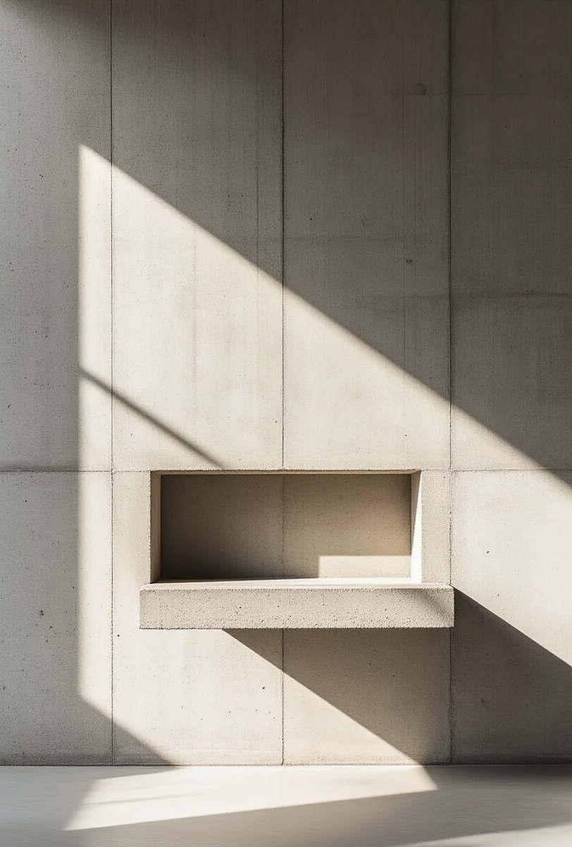 wall moldings - Brutalist Lines: Concrete Wall Art - A bold, rectangular channel plunges into the cool...