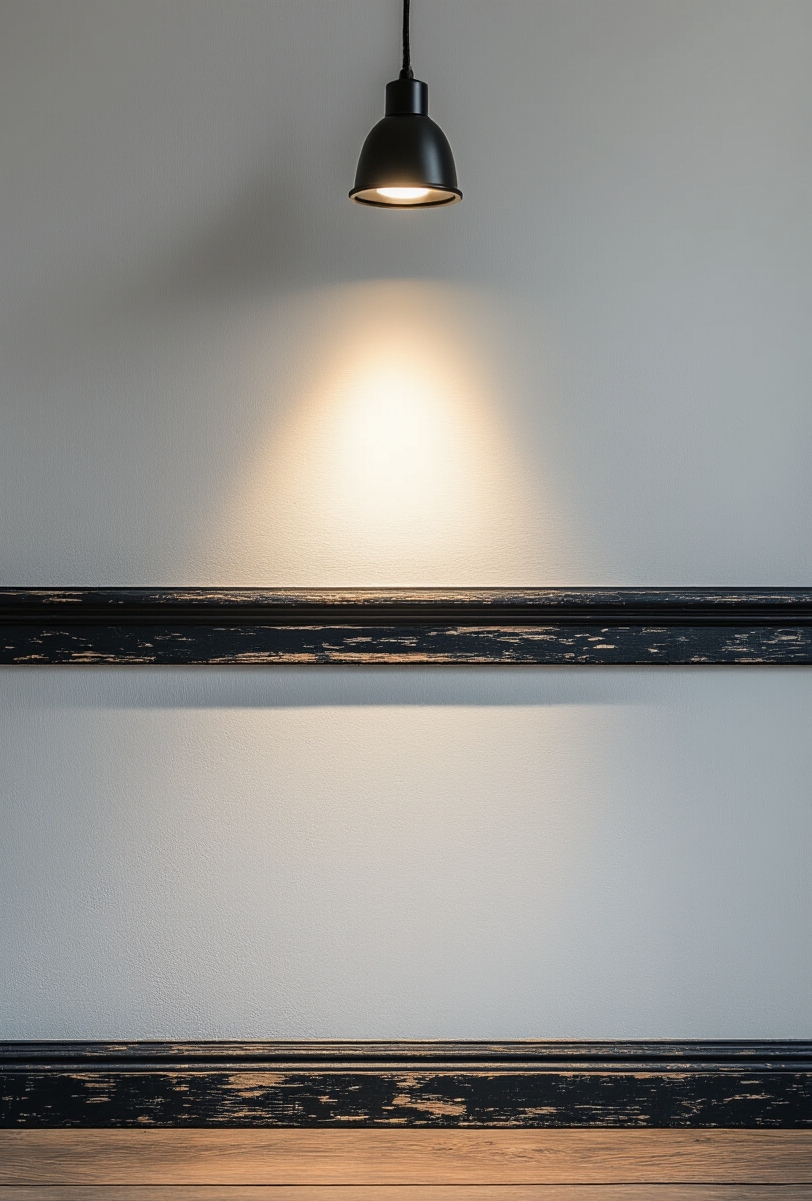 wall moldings - Wall Moldings: Textural Drama - A distressed black picture rail boldly defines a...