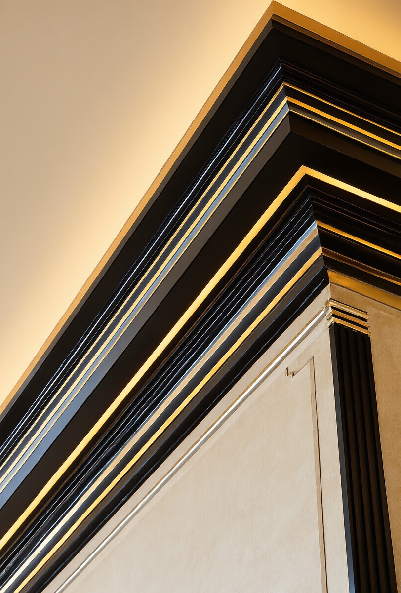 wall moldings - Moldings: Defining Art Deco Grandeur - Art Deco steps command attention as they ascend...