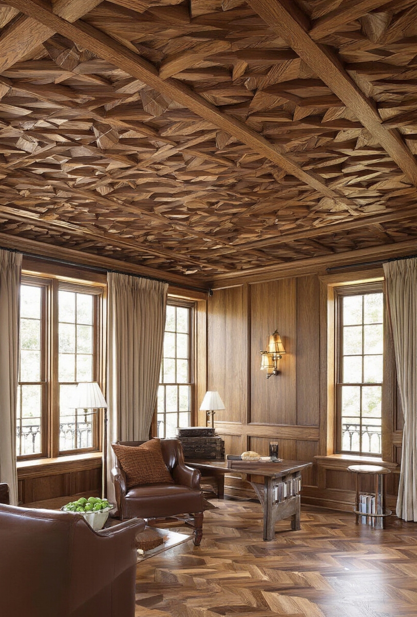 wall moldings - Sophisticated Moldings: A Study in Craft - Dark, exotic wood climbs the walls, transforming standard...