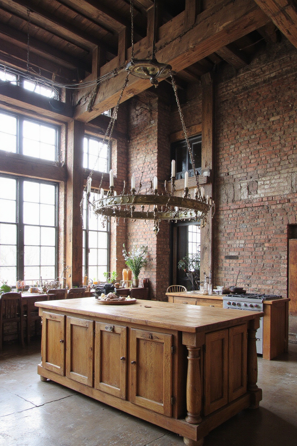 Industrial kitchen design - Heritage Industrial Kitchen - Converted textile mill with wooden beams