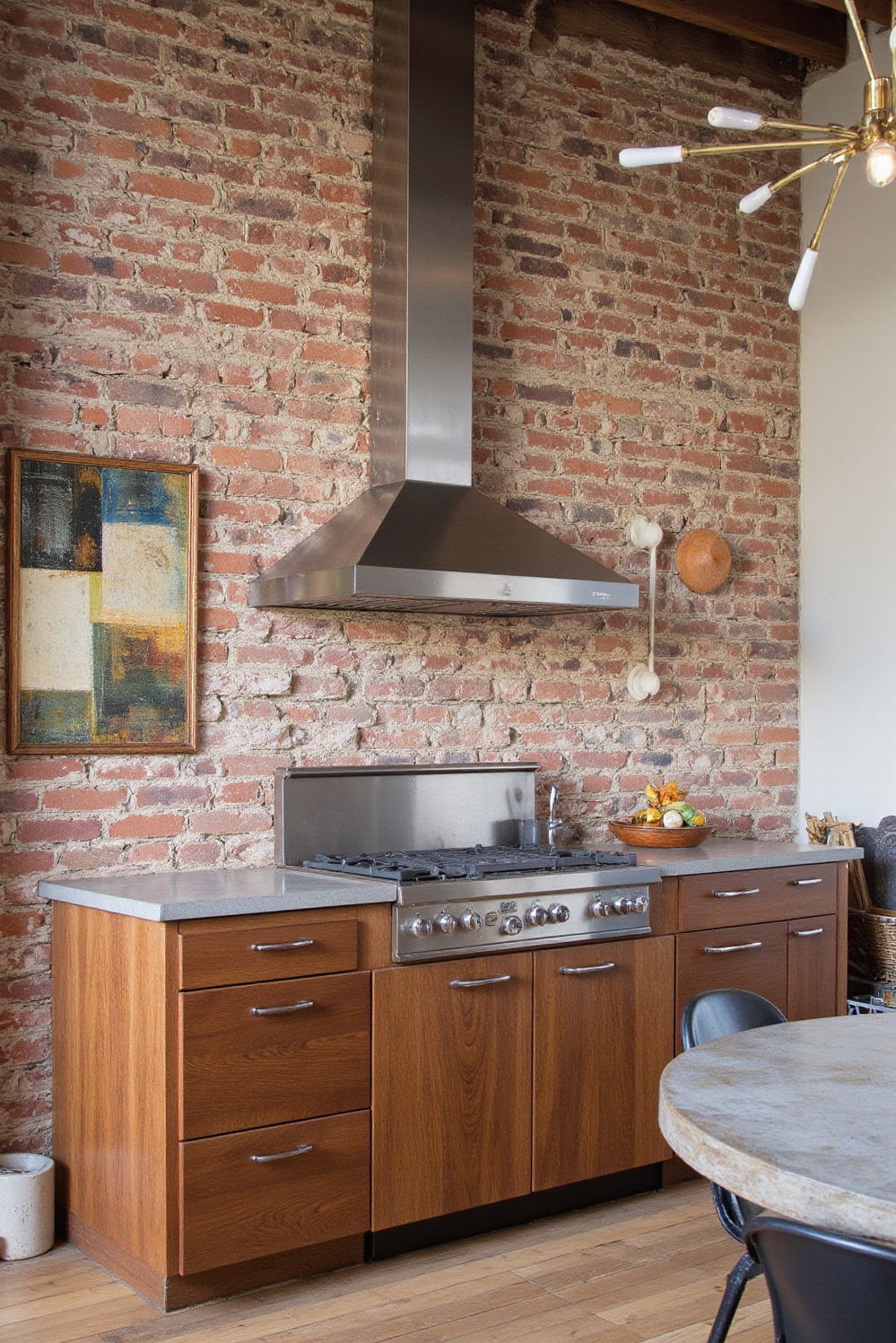 Industrial kitchen design - Mid-Century Industrial Kitchen - Walnut veneer and chrome accents