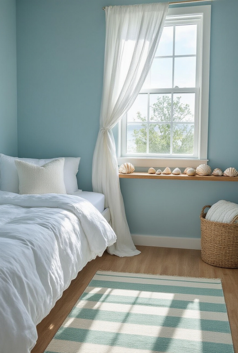 dorm room decor - Seaside Serenity For Your Dorm - Sunlight streams into this dorm room, instantly lifting...