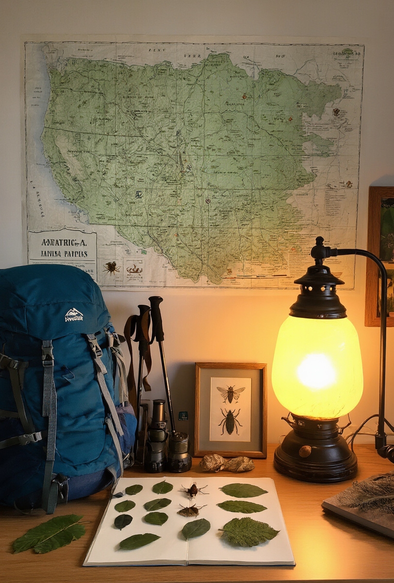 dorm room decor - Dorm Room Explorer's Den - Sunlight streams across a dorm room transformed into...