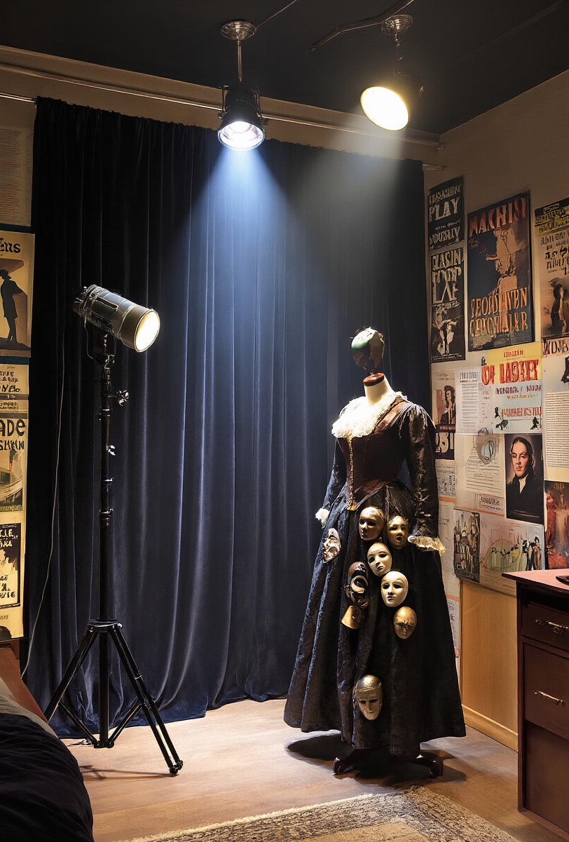 dorm room decor - Your Dorm's Dramatic Debut - Deep velvet drapes cascade down one wall, transforming...