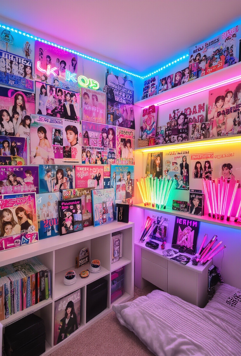 dorm room decor - Your K-Pop Dorm Stage - Step into a dorm room that radiates pure...