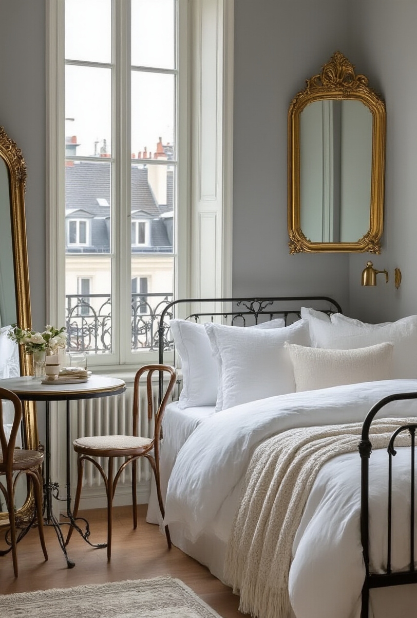 dorm room decor - Refined European Dorm Style - Dove grey walls create a serene backdrop as...