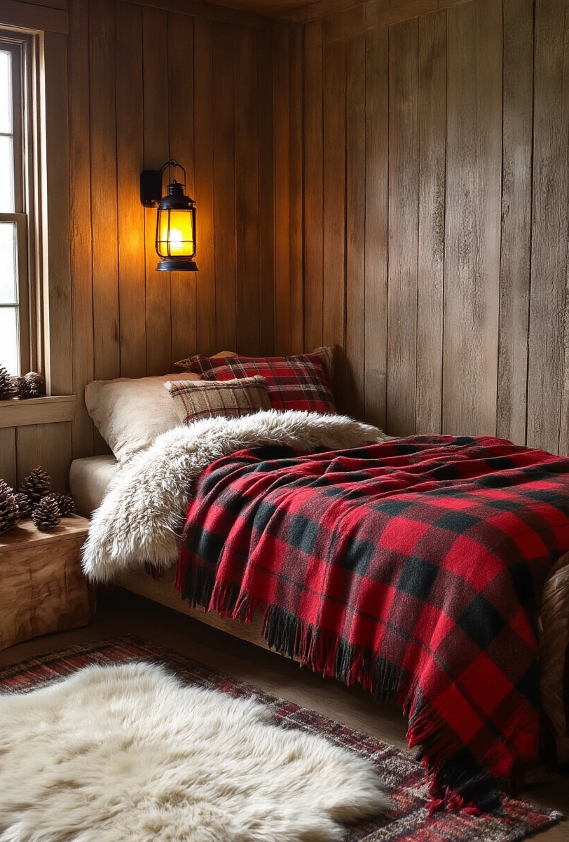 dorm room decor - Rustic Hygge Dorm Escape - This dorm room radiates cozy woodland vibes, offering...