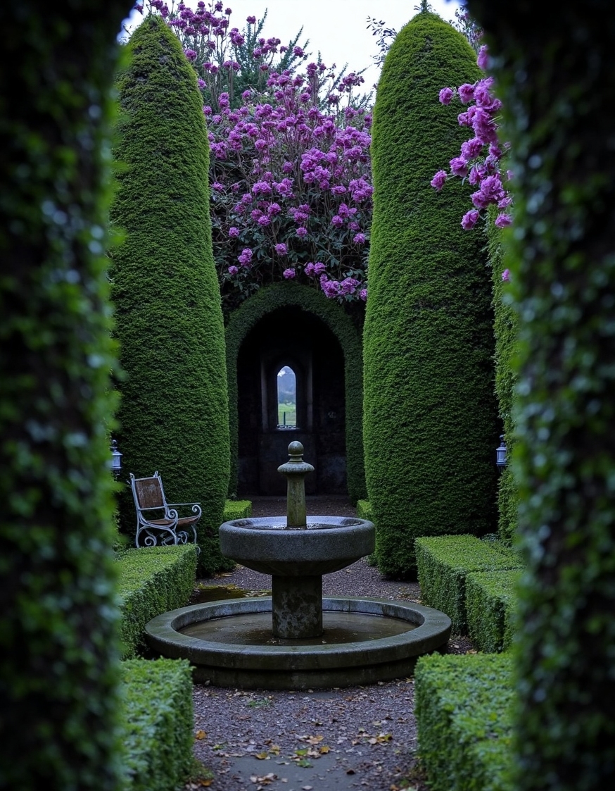 shaded gothic twisted hedges form imposing 2