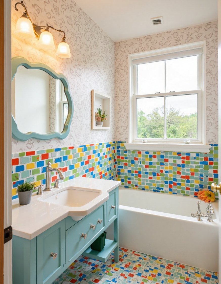 bathroom shower tile ideas - Colorful Mosaic Tiles: Fun & Vibrant Bathroom Shower - Fun and vibrant bathroom tile ideas! Colorful mosaic...