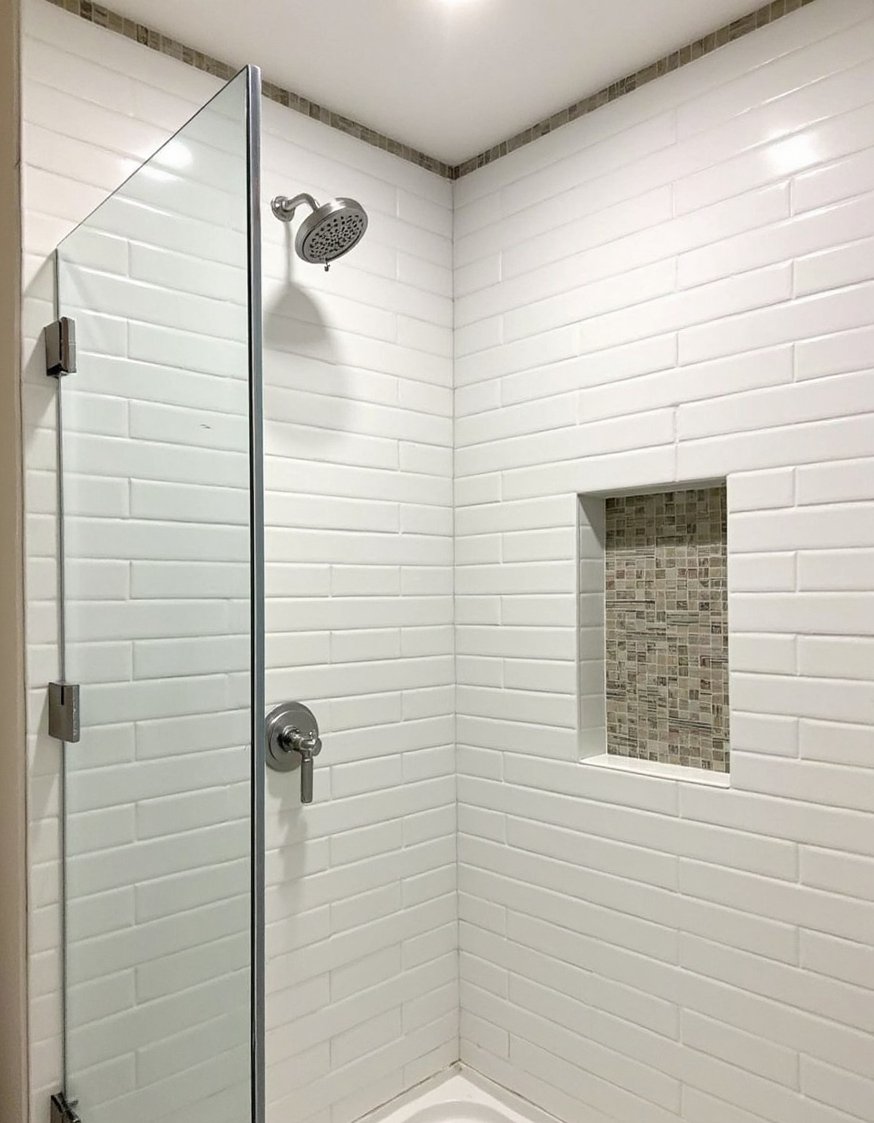 bathroom shower tile ideas - Subway Tile Shower Design: Transitional Bathroom Reno Ideas - Transitional bathroom shower tile ideas: classic subway tiles...