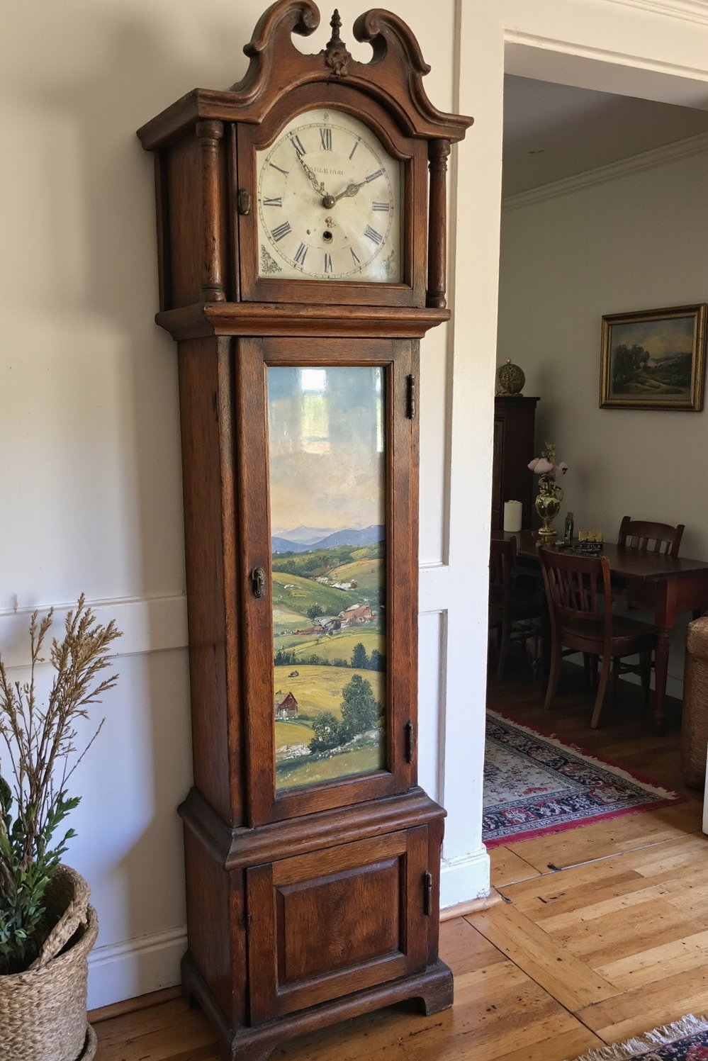 grandfather clock examples - Country-Style Grandmother Clock with Pastoral Painting