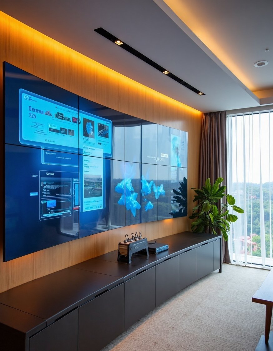 Luxury CEO Office Room - High-Tech Executive Offices: Seamless Integration of Innovation and Style - This modern CEO office is a tech-lover's dream....