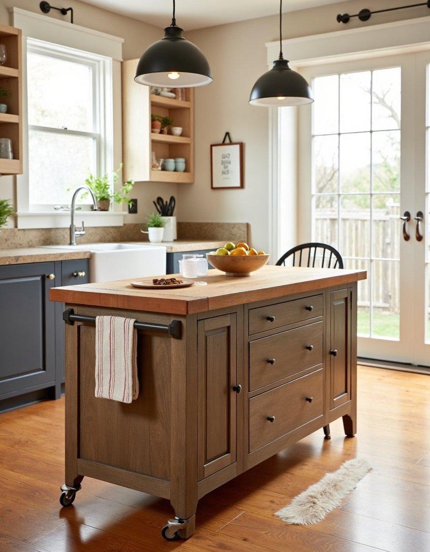 kitchen island ideas - Charming Small Kitchen Island: Farmhouse Style & Ample Storage - This charming farmhouse kitchen island is perfect for...