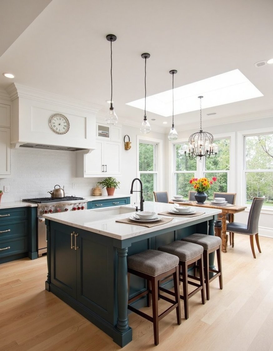 kitchen island ideas - Double Kitchen Island: Prep & Dining Zones - This kitchen boasts a stunning double-island design! I...