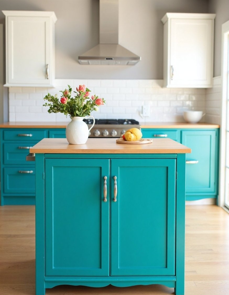 kitchen island ideas - Teal Small Kitchen Island: Compact Design Ideas - Small kitchen island ideas? I love this teal...