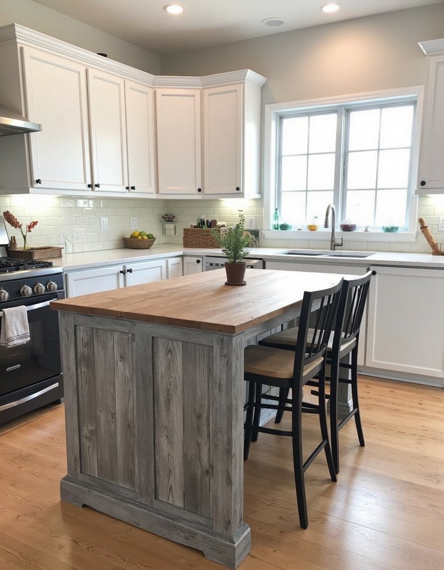 kitchen island ideas - Rustic Kitchen Island: Reclaimed Wood Charm - This rustic kitchen island is amazing! I'm drawn...