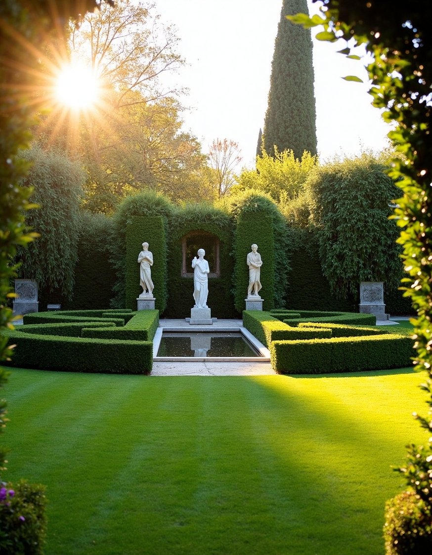 European Style Backyard - Romantic French Garden: Reflecting Pool & Boxwood Hedges - Imagine a romantic French garden. A small reflecting...