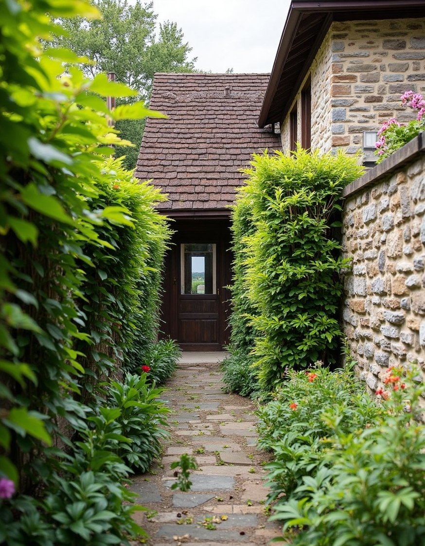 European Style Backyard - Secluded European Backyard: Stone Wall & Lush Greenery - Imagine a secluded European backyard, hidden behind a...