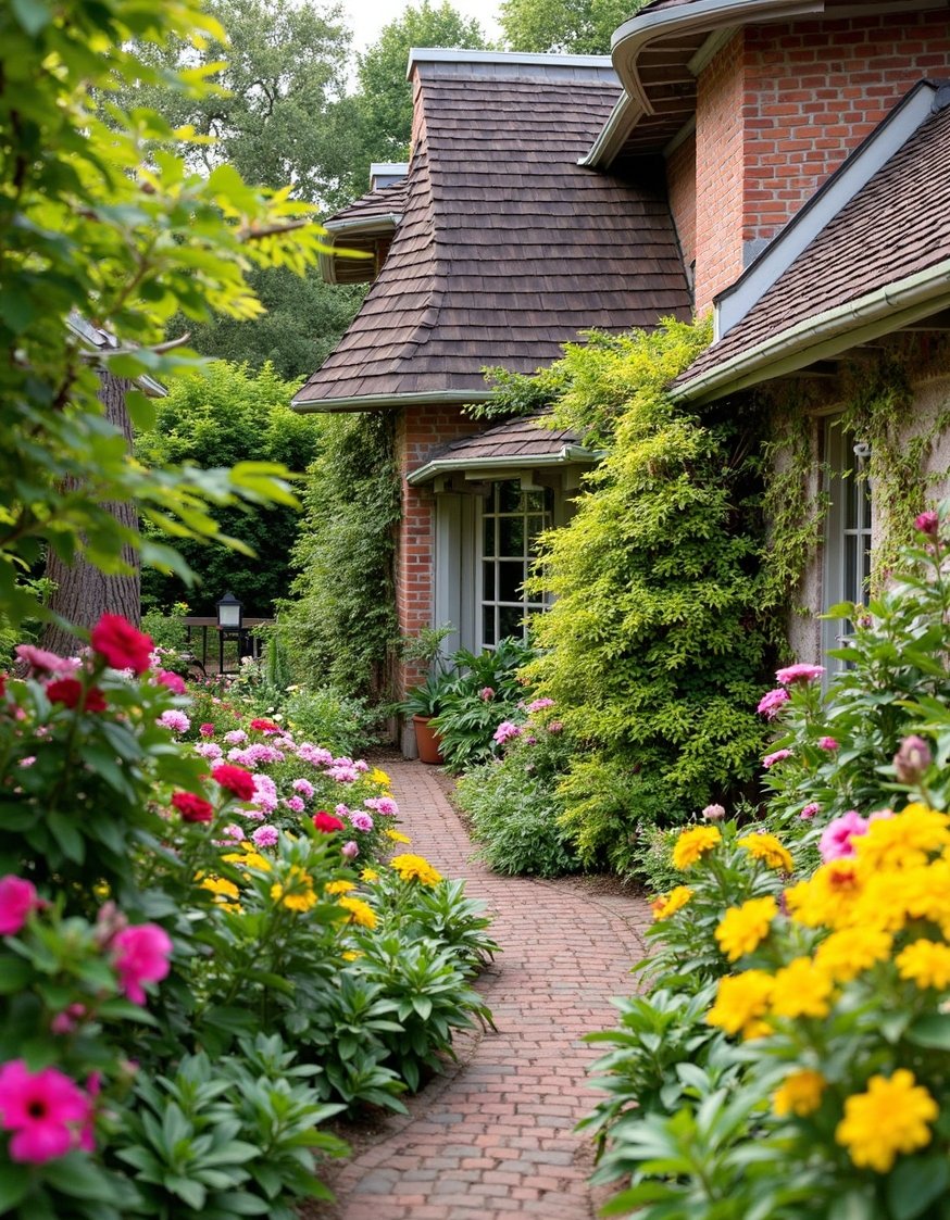 European Style Backyard - Whimsical French Garden: Colorful Flowers & Playful Design - This whimsical French garden overflows with color! Flowers...