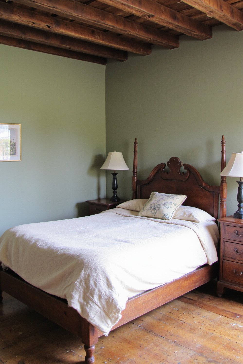 green bedroom ideas - Rustic Sage Green Bedroom: Cozy Cottage Ambiance - Rustic green bedroom ideas: This charming space features...