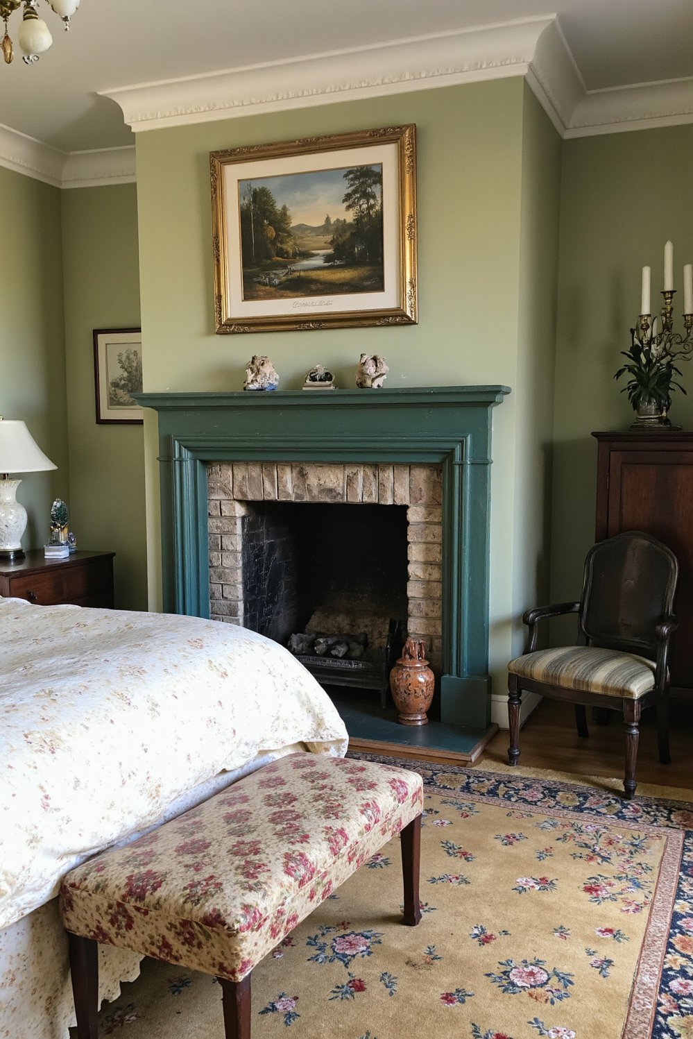 green bedroom ideas - Elegant Dual-Tone Green Bedroom: Sophistication Meets Comfort - Escape to a serene green oasis! This master...