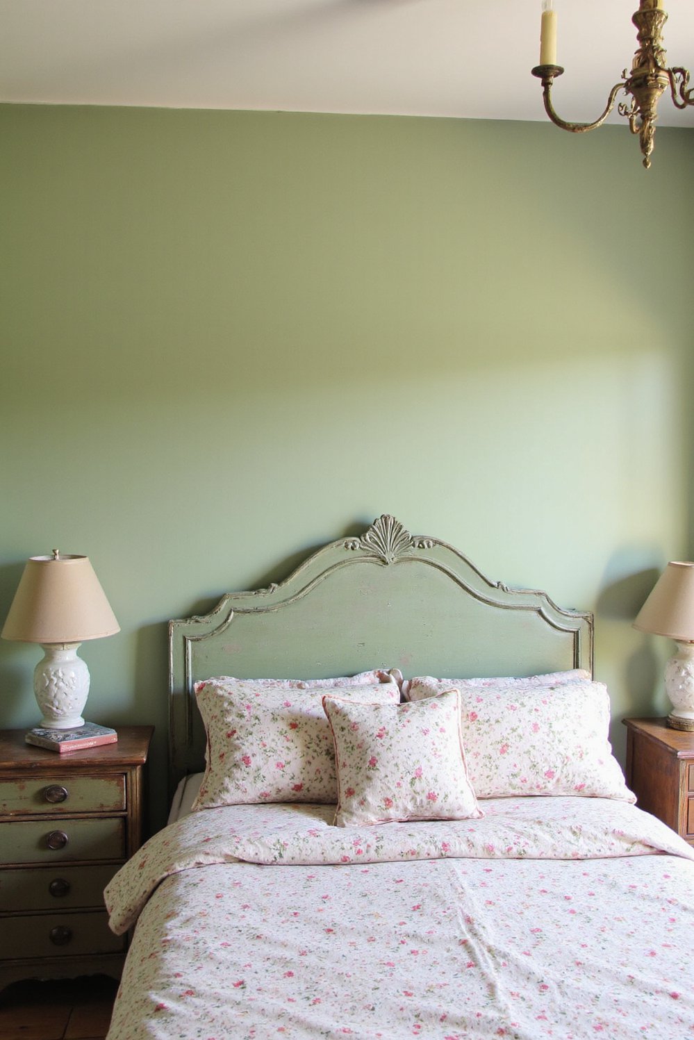 green bedroom ideas - Shabby Chic Sage Green Bedroom: Vintage Warmth - Shabby chic bedroom? Yes, please! This sage green...
