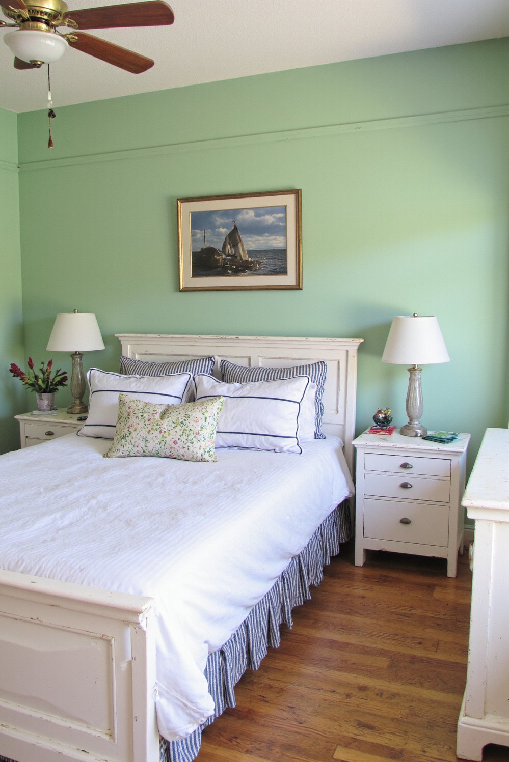 green bedroom ideas - Coastal Seafoam Green Bedroom: Breezy and Relaxing - This seafoam green bedroom is pure coastal calm....
