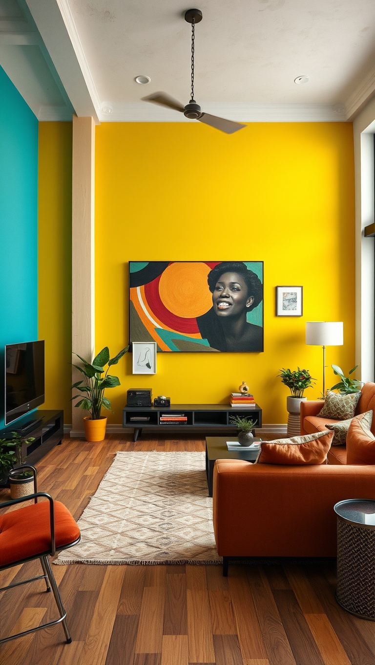 20 Artsy Loft Living Room Ideas to Inspire Your Creative Space - 1. Colorful Accent Walls: Make a Statement!