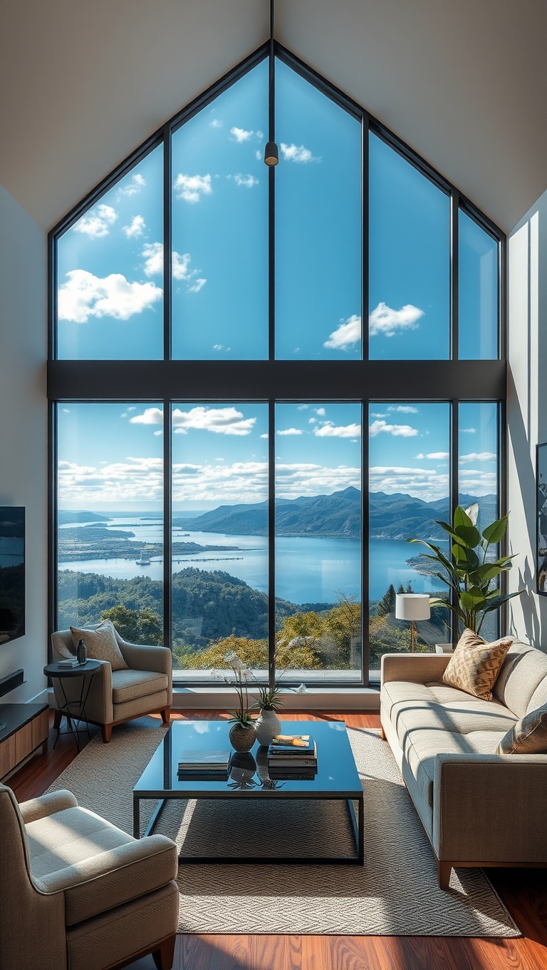 Expansive Floor-to-Ceiling Windows in Scenic Living Rooms