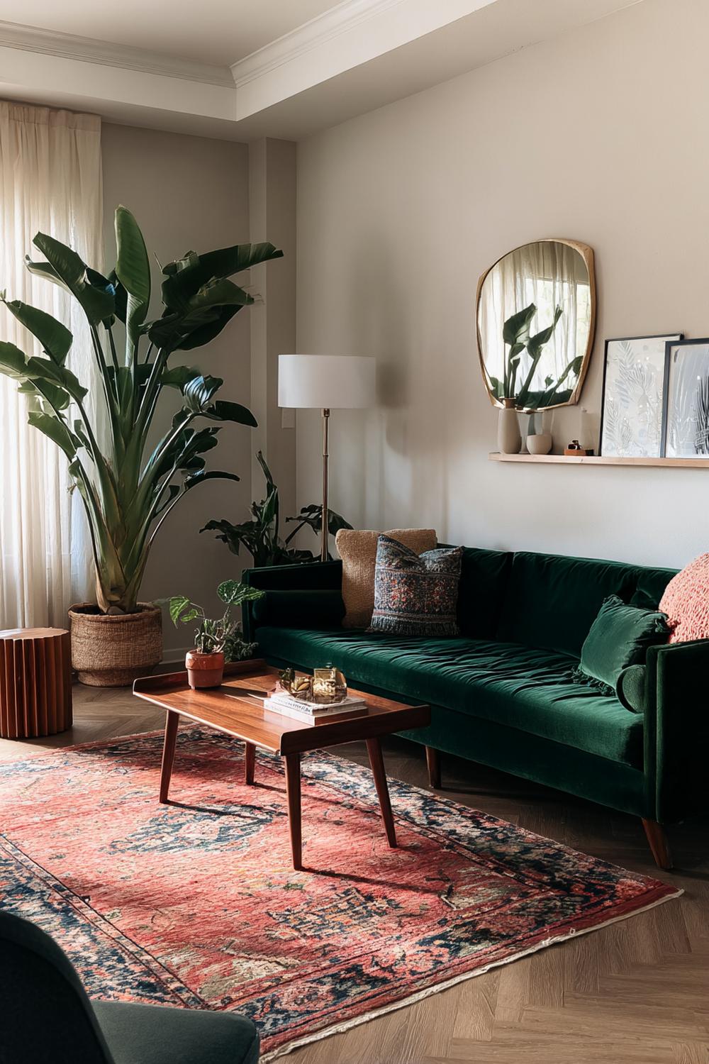 Arrange Potted Plants to Enhance the Colorful Living Room Atmosphere