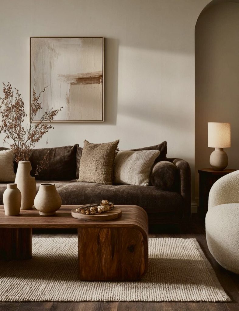 Organic Warm Minimalist Living Room
