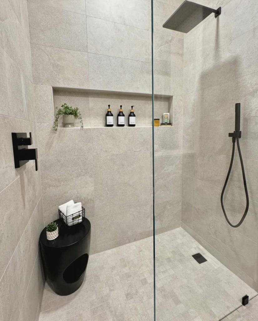 Neutral Grey Shower Tiles