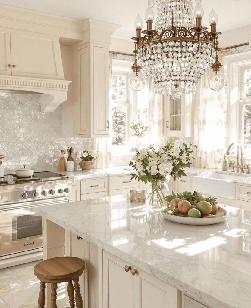 Classic white kitchen with warm accents
