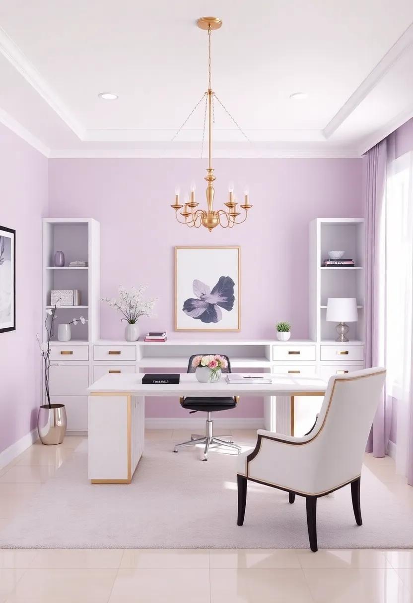 Creating Serenity: Designing an Elegant Lavender and Platinum Home Office Retreat Creating Serenity: Designing an Elegant Lavender and Platinum Home Office Retreat