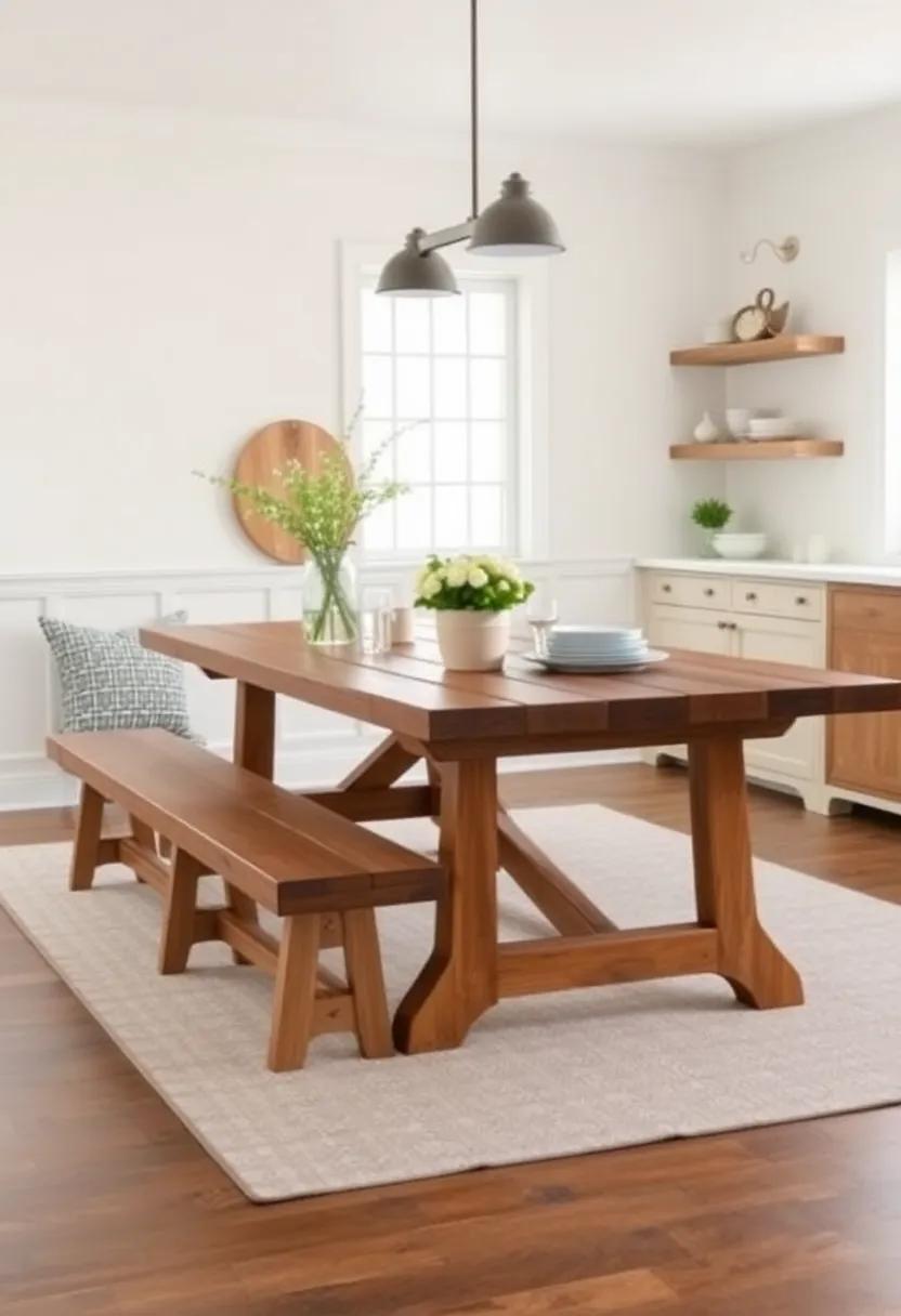 Cozy Gatherings: The Timeless Charm of Farmhouse Kitchen Tables with Benches