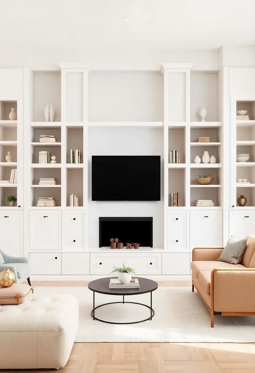 Transform Your Space: Stylish Neutral Built-In Shelves for the Perfect Living Room