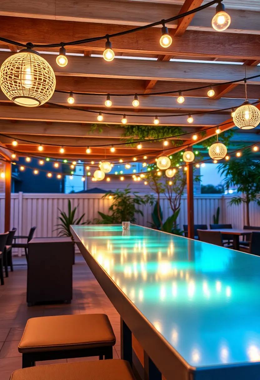 Illuminate Your Evenings: Captivating Patio Bars Adorned with Charming String Lights Illuminate Your Evenings: Captivating Patio Bars Adorned with Charming String Lights