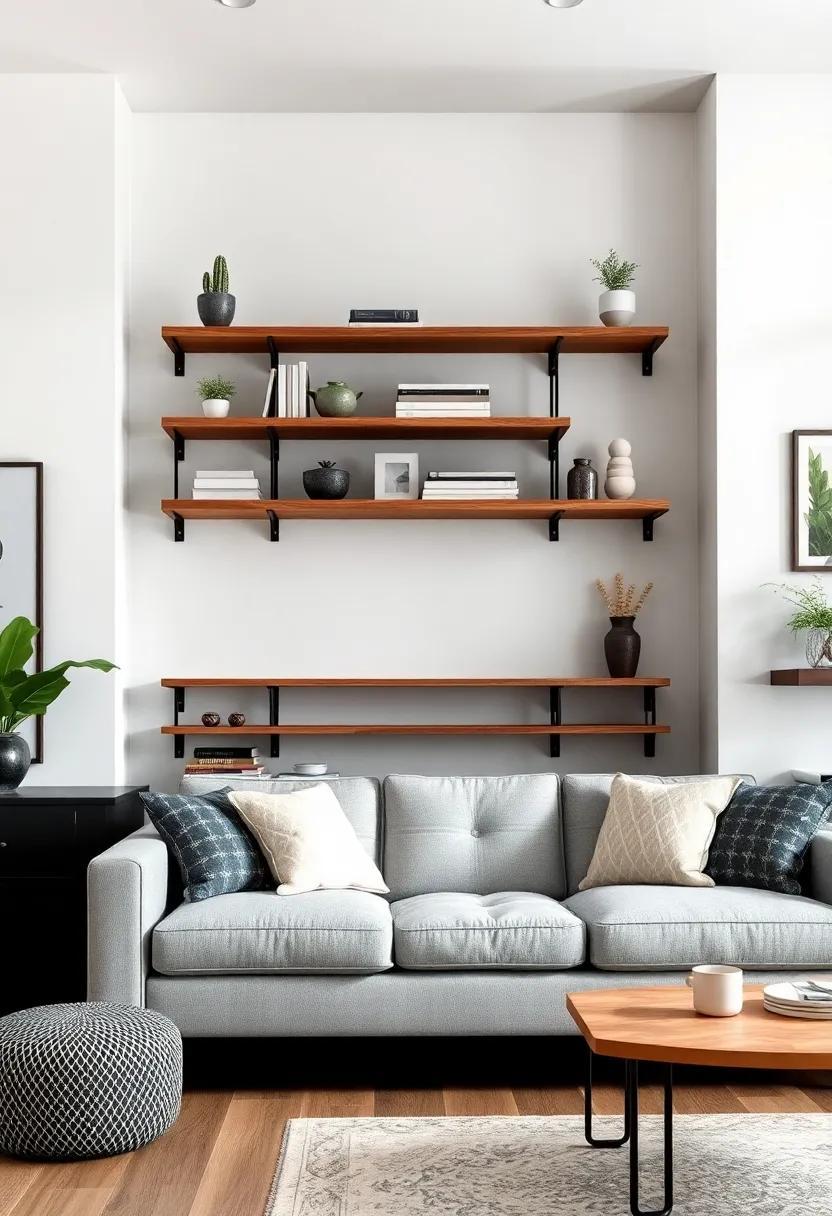 Transform Your Living Room: Embrace Industrial Style with Wall-Mounted Shelves Transform Your Living Room: Embrace Industrial Style with Wall-Mounted Shelves