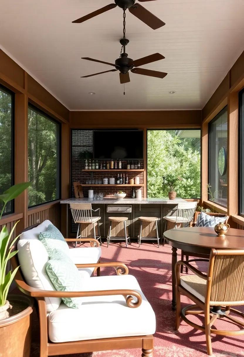 Transform Your Screened Porch: Embrace Tiki Hut Vibes with Stylish Bar Designs