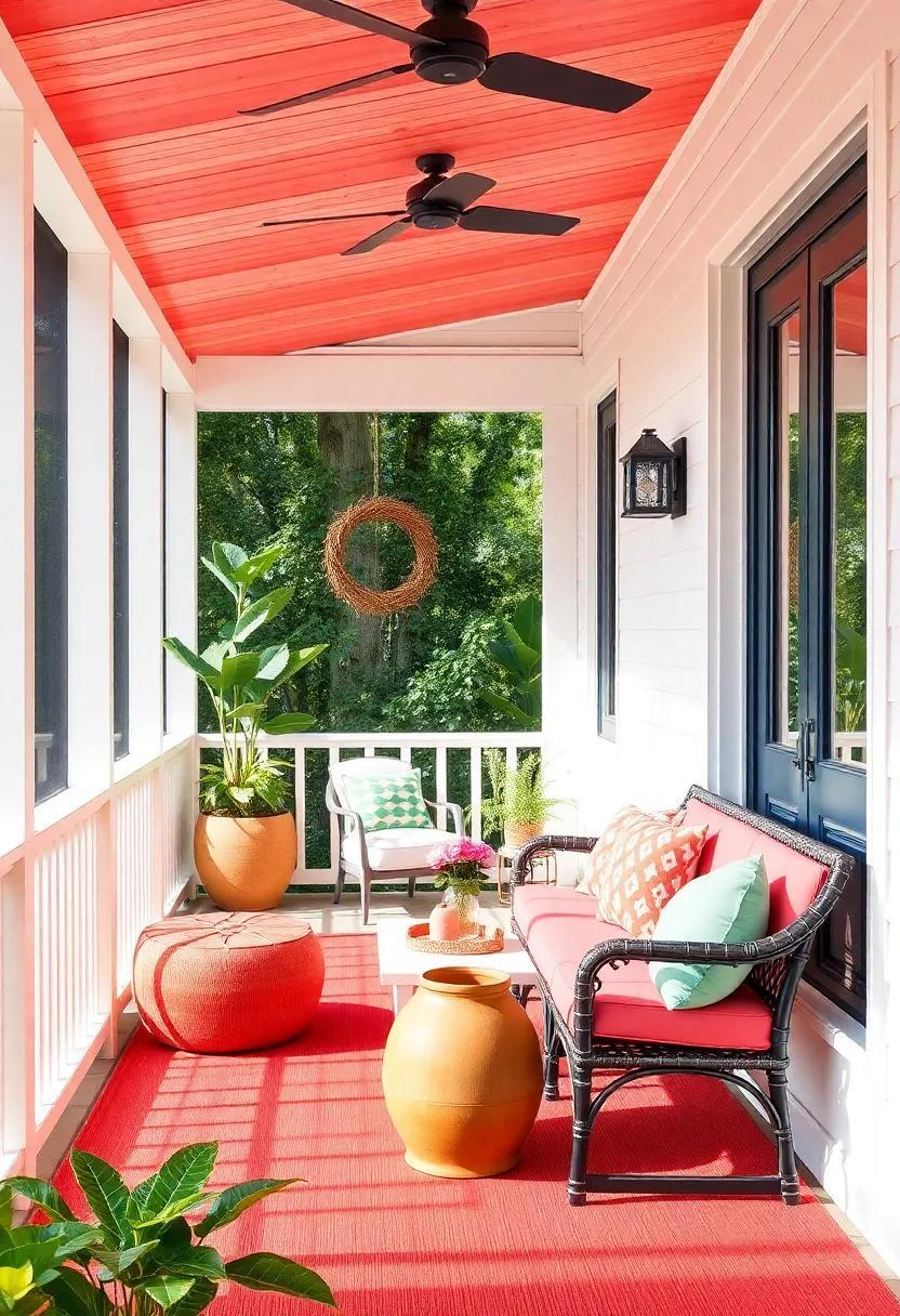 29 Vibrant Ideas to Elevate Your Summer Screened Porch Decor with Bold Colors