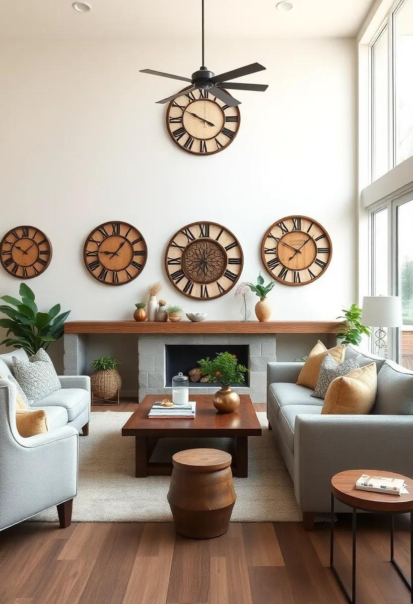 Timeless Charm: Elevate Your Farmhouse Living Room with Rustic Wooden Clocks