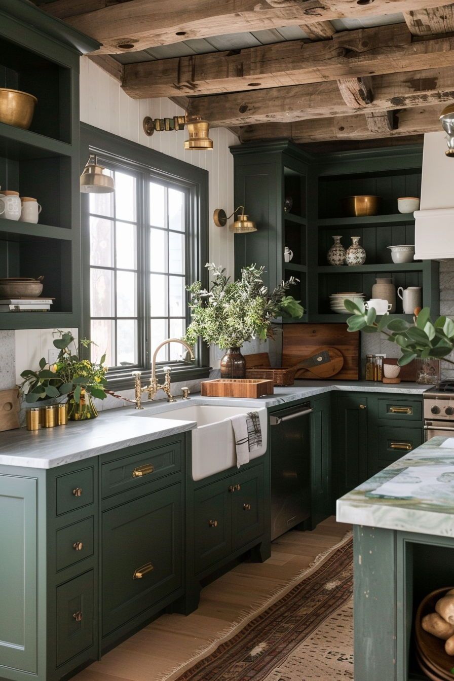 kitchen green cabinets