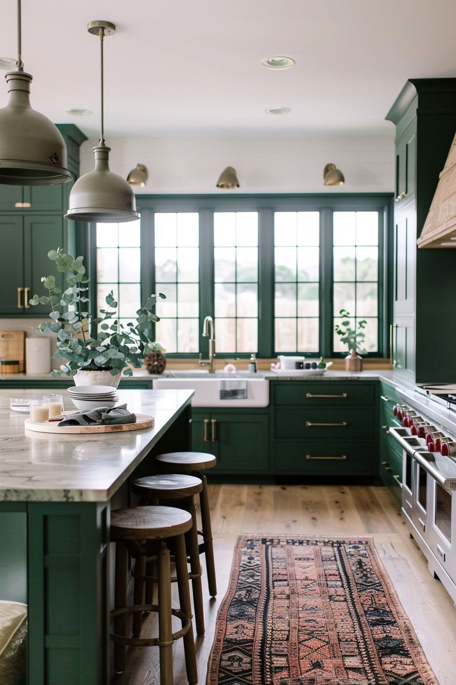 kitchen green cabinets