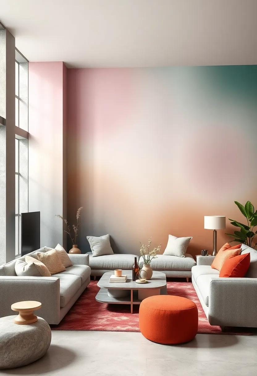 Dreamy Ombre: Gradients ‌that flow​ seamlessly from one color⁣ to another can‌ evoke feelings of tranquility and softness in⁤ any⁤ living room