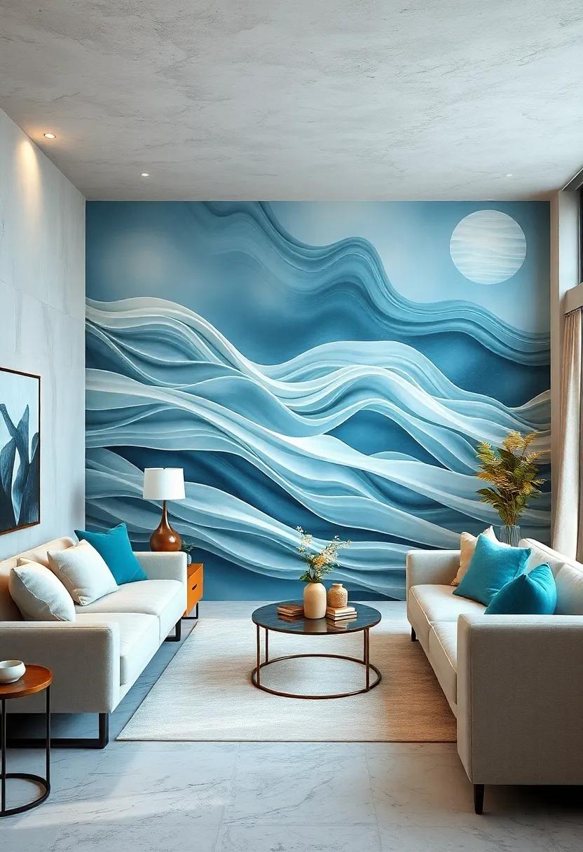 Ethereal Waves: Dive into⁣ a sea of soft, flowing lines ‌that evoke ⁣a sense of calm and tranquility,​ perfect for a serene living room setting